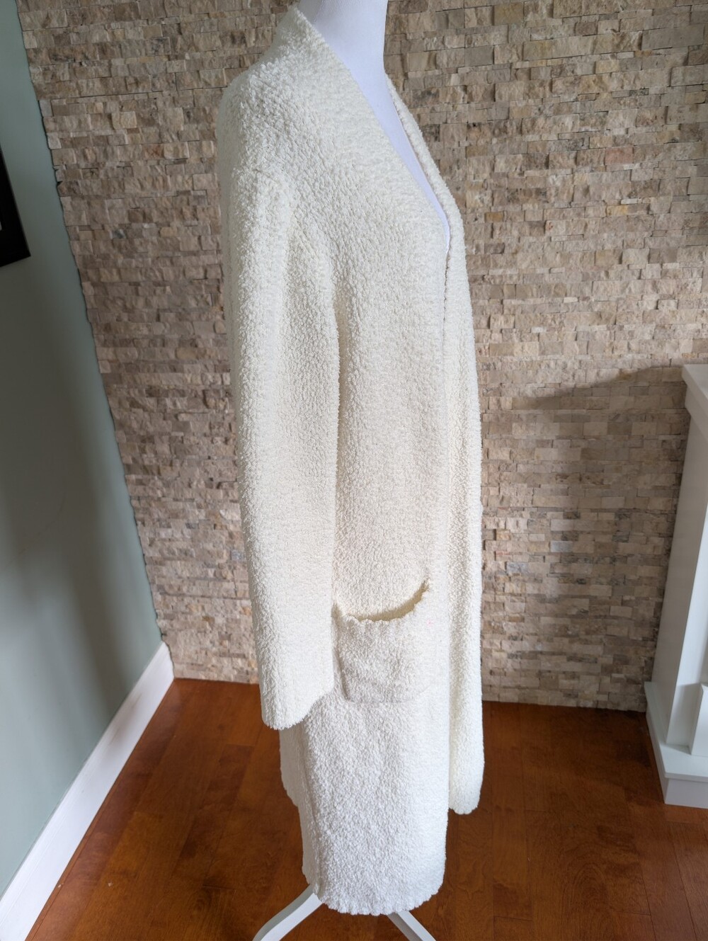 Skims Cozy Knit Open Cardigan Robe L/XL Cream White Loungewear Women's Layering - Picture 2 of 14